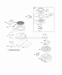Blower HousingShrouds Flywheel Rewind Starter Diagram and Parts List for 122H07-0115-B1  Briggs and Stratton Engine